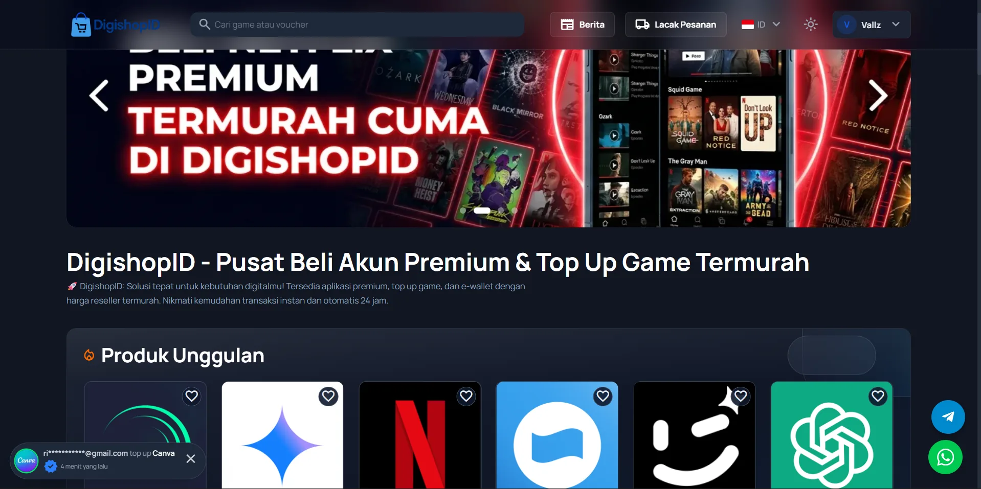 Website Top Up E Wallet dan Aplikasi Premium Termurah DigishopID